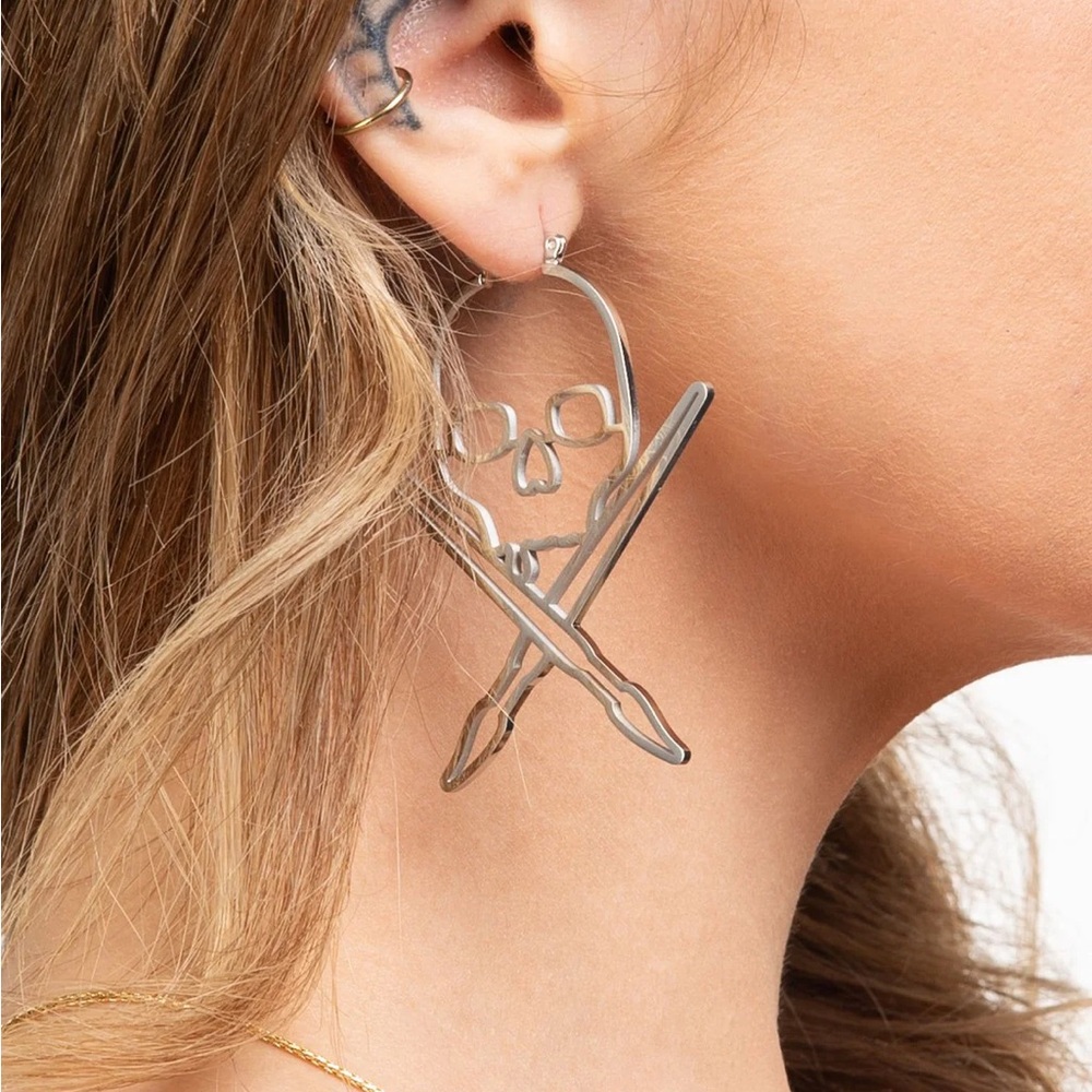 Sullen Art Collective SOLID BADGE EARRINGS  SILVER